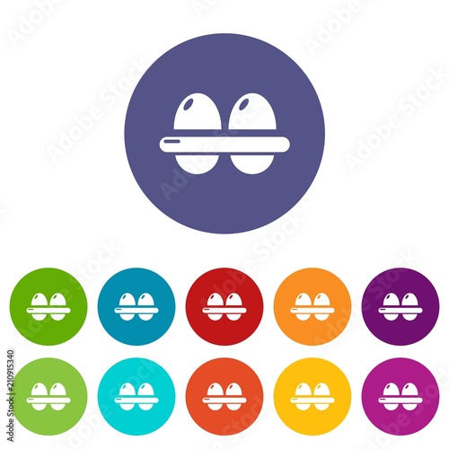 Eggs icons color set vector for any web design on white background