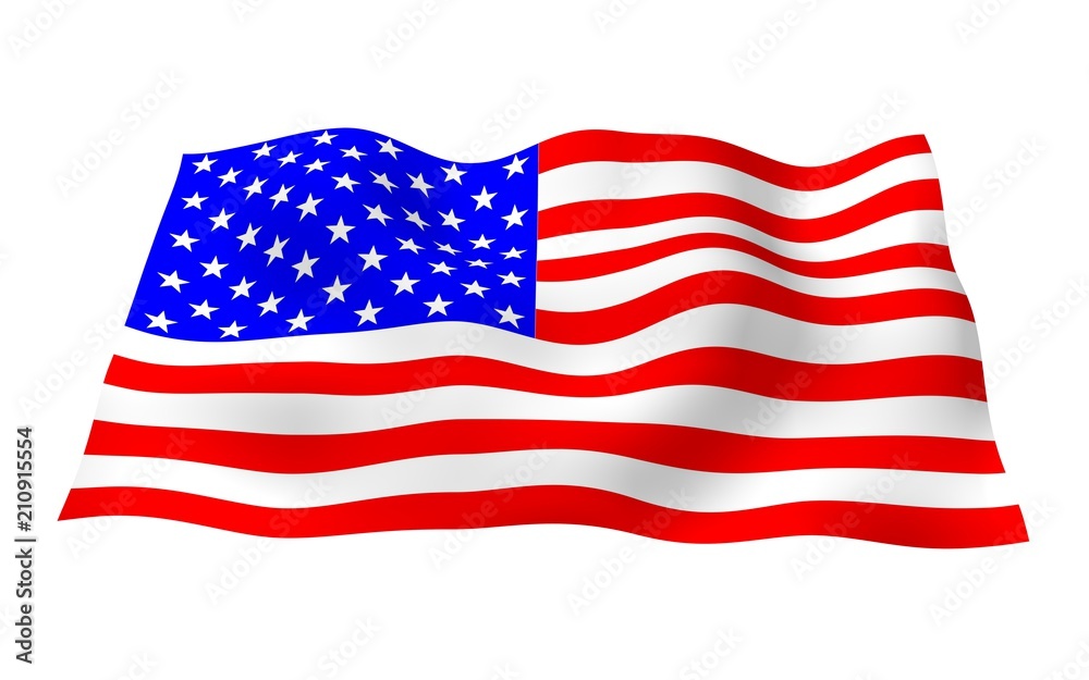 Waving flag of the United States of America. Stars and Stripes. State symbol of the USA. 3D illustration Waving flag of the United States of America. Stars and Stripes. State symbol of the USA. 3D illustration