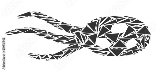 Intrude microorganism collage of triangle elements in variable sizes and shapes. Vector triangles are composed into intrude microorganism illustration. Geometric abstract vector illustration.