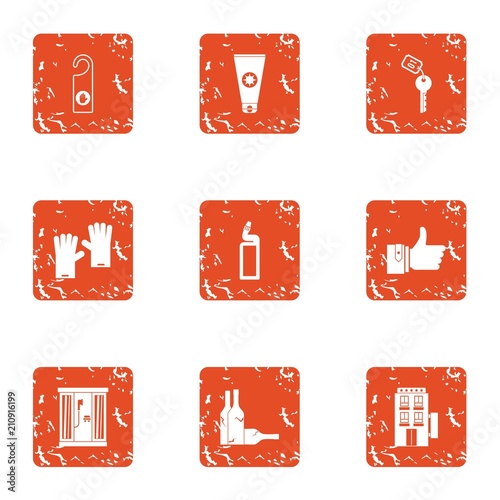 Tavern icons set. Grunge set of 9 tavern vector icons for web isolated on white background