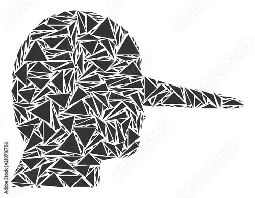 Lier collage of triangle elements in different sizes and shapes. Vector triangles are united into lier collage. Geometric abstract vector illustration.