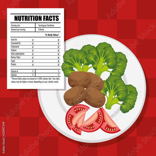 healthy food with nutritional facts vector illustration design photo