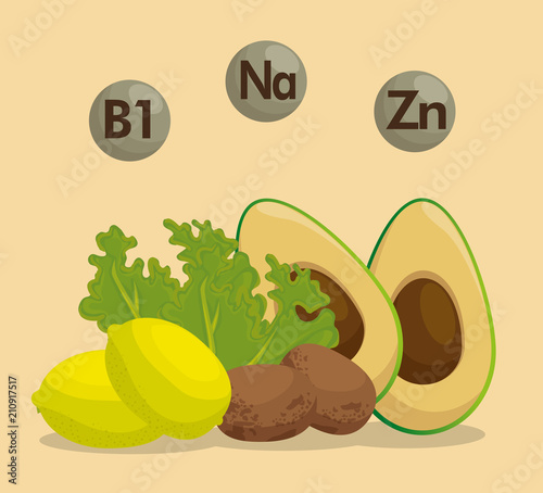 healthy food with nutritional facts vector illustration design photo