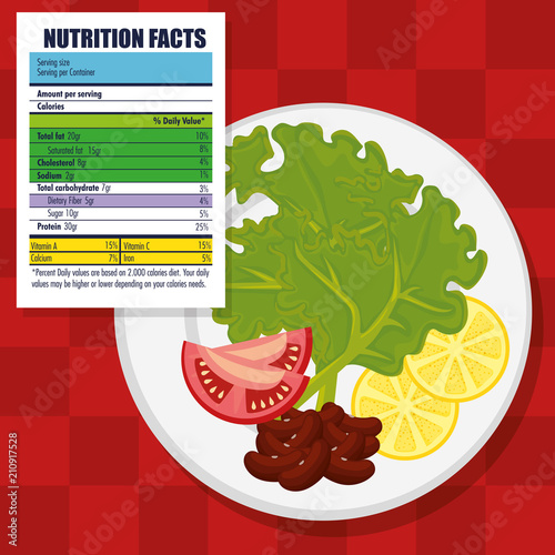 healthy food with nutritional facts vector illustration design photo