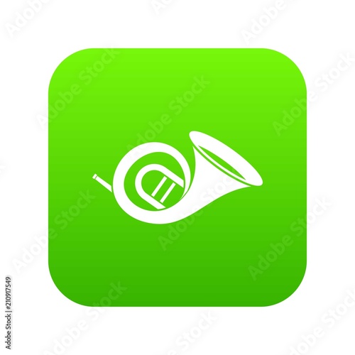 French horn icon digital green for any design isolated on white vector illustration