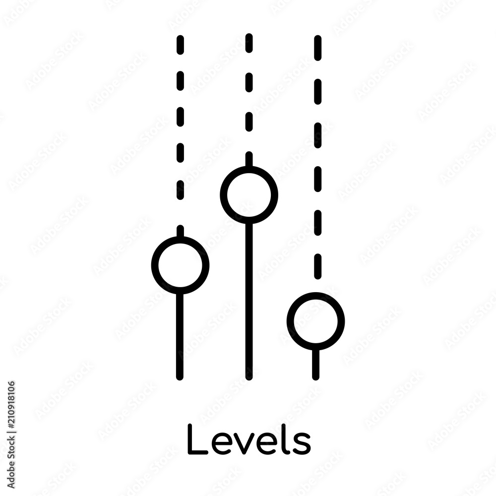 Levels icon vector sign and symbol isolated on white background, Levels logo concept Levels icon vector sign and symbol isolated on white background, Levels logo concept