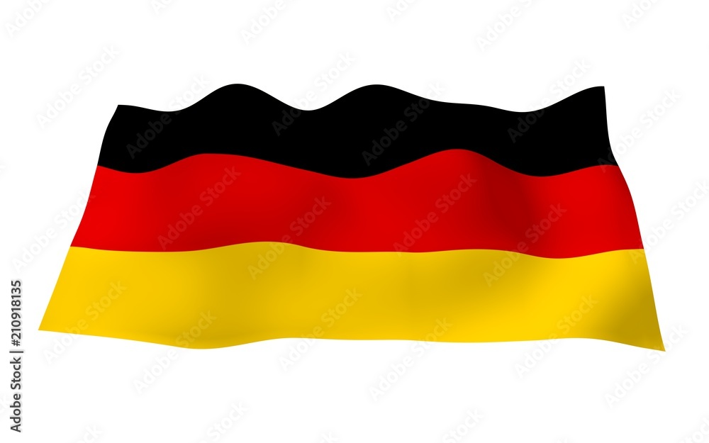 Flag of Germany. Wide format 3D illustration. State symbol of the Federal Republic of Germany. 3D rendering