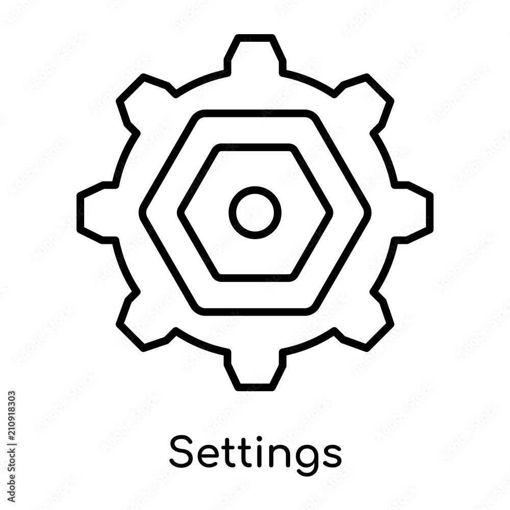 Settings icon vector sign and symbol isolated on white background, Settings logo concept Settings icon vector sign and symbol isolated on white background, Settings logo concept