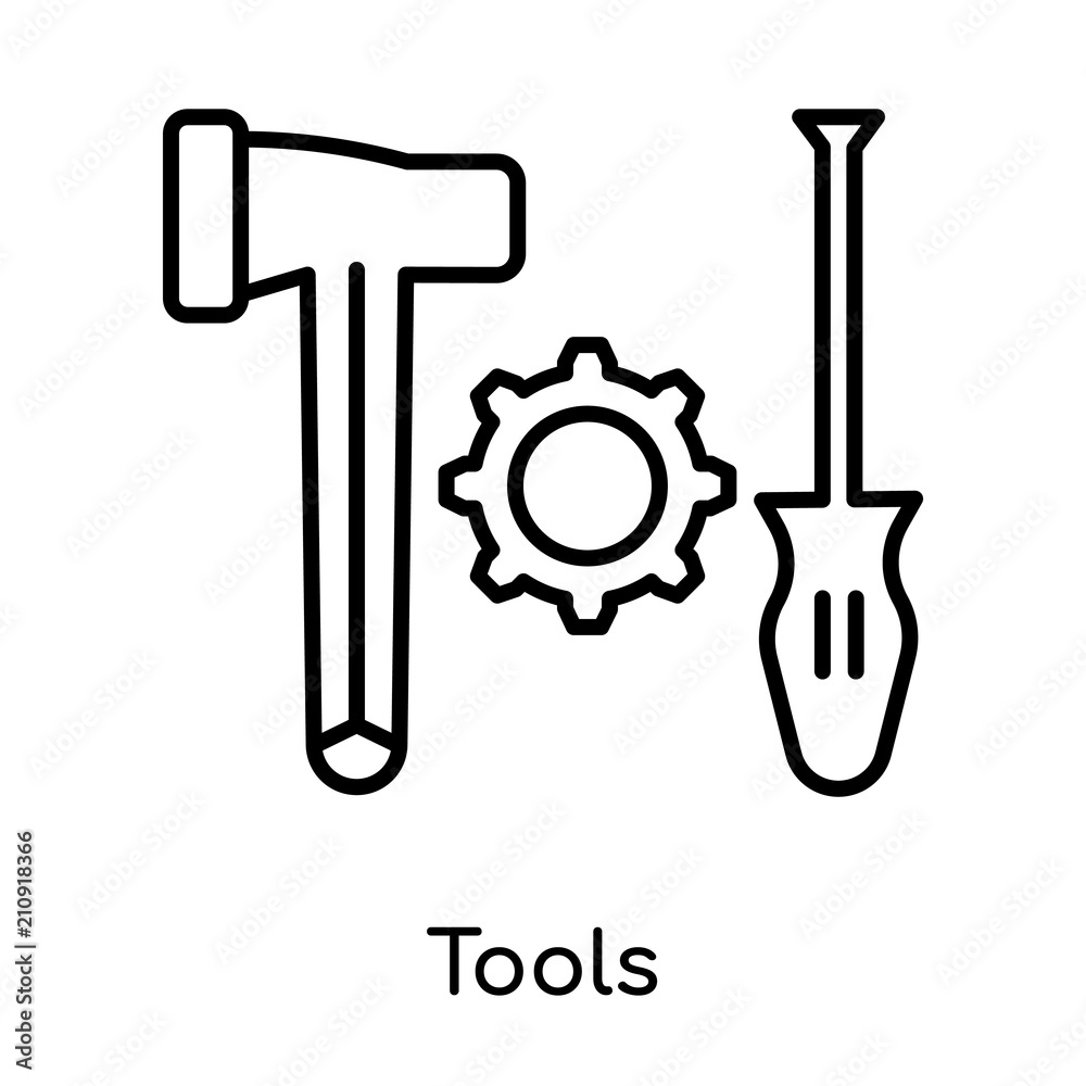 Tools icon vector sign and symbol isolated on white background, Tools logo concept Tools icon vector sign and symbol isolated on white background, Tools logo concept