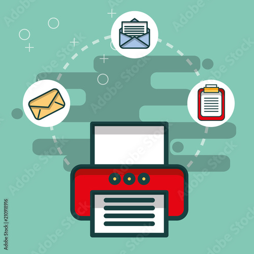 printer email message clipboard paper office