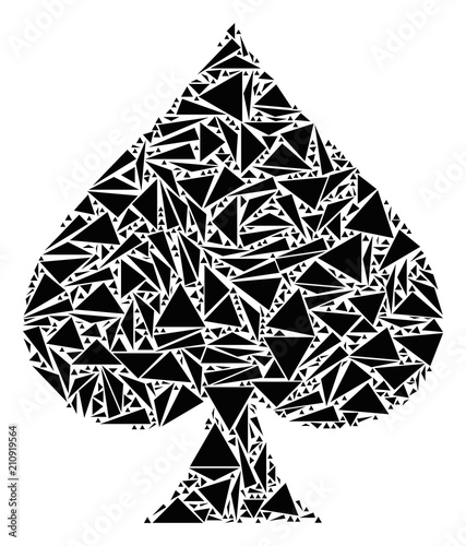 Peaks suit collage of triangle items in different sizes and shapes. Vector triangles are composed into peaks suit collage. Geometric abstract vector illustration.