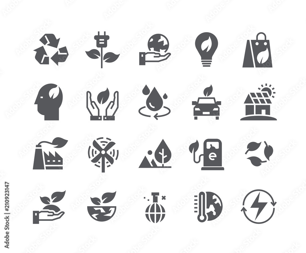 Simple flat high quality vector icon set,Ecology and Nature Environment,Global Warming, Forest, renewable energy and more.  48x48 Pixel Perfect.