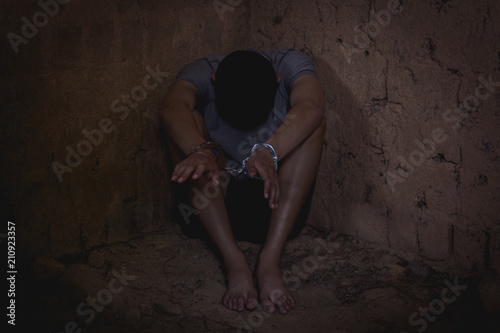 Принти на полотні Boy with handcuff, arrested