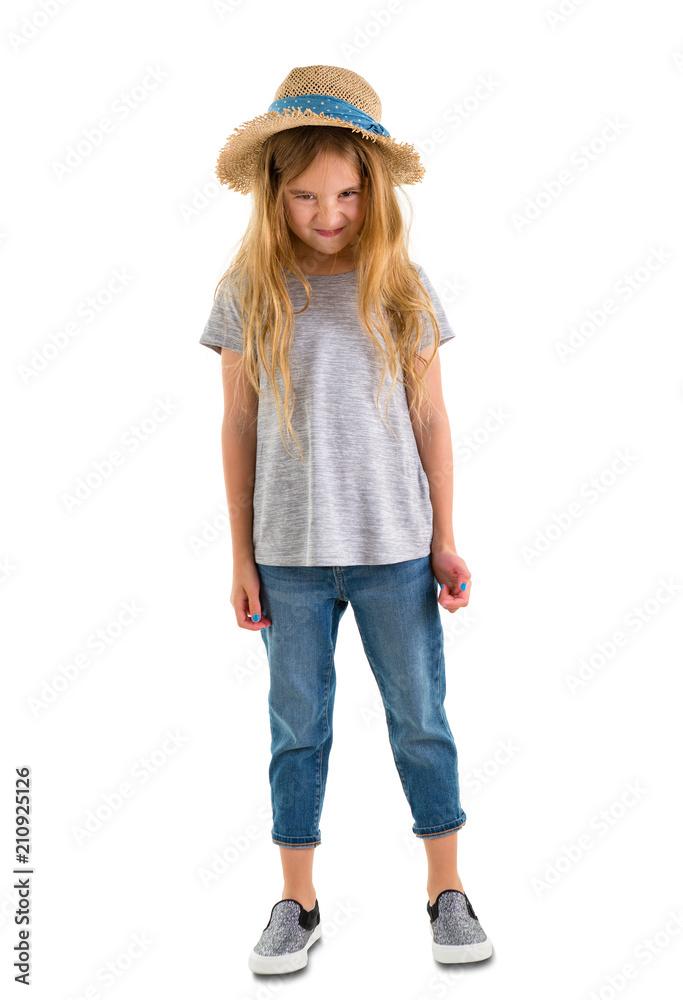 Bashful little girl trying to overcome timidity Bashful little girl trying to overcome timidity