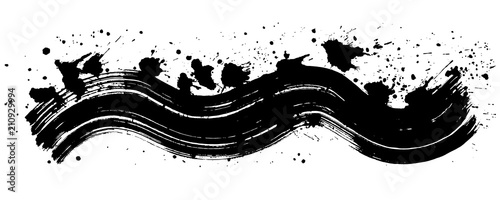 書道　波　しぶき　毛筆イラスト