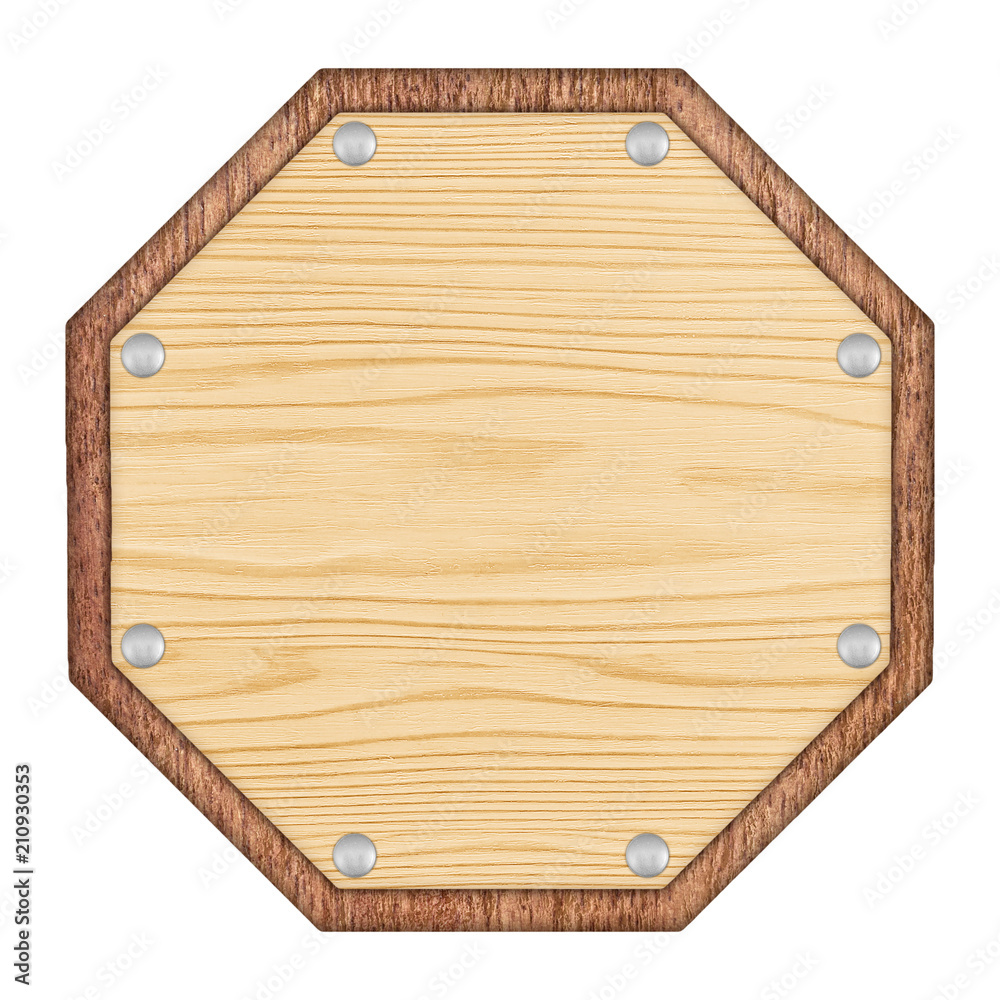 Wooden sign hexagonal isolated on white Wooden sign hexagonal isolated on white
