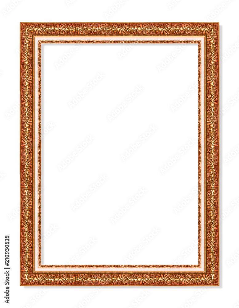 The antique gold frame isolated on the white background The antique gold frame isolated on the white background
