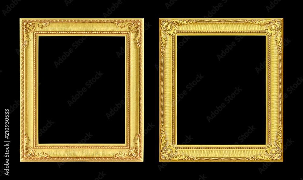 he antique gold frame isolared on black background he antique gold frame isolared on black background