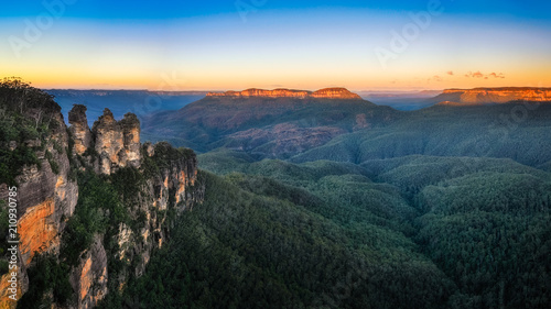 Three Sisters Sunrise View in Blue Mountains, Australia photo