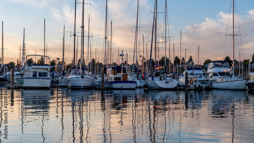 Sunset over Bellingham, Washington USA.