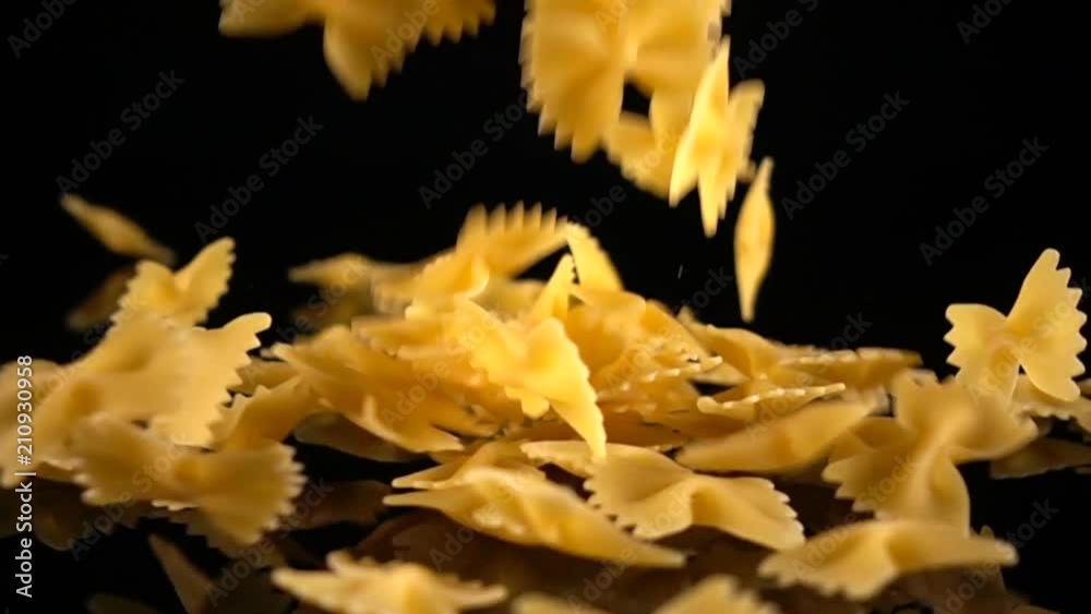 Pasta Farfalle Falling Down. Slow motion. Pasta Farfalle Falling Down. Slow motion.