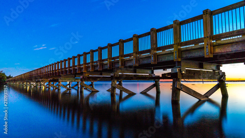 Long exposure of the sunset over the S Bay Trail, at the Boulvevard Park, Bellingham, Whatcom County. USA. photo