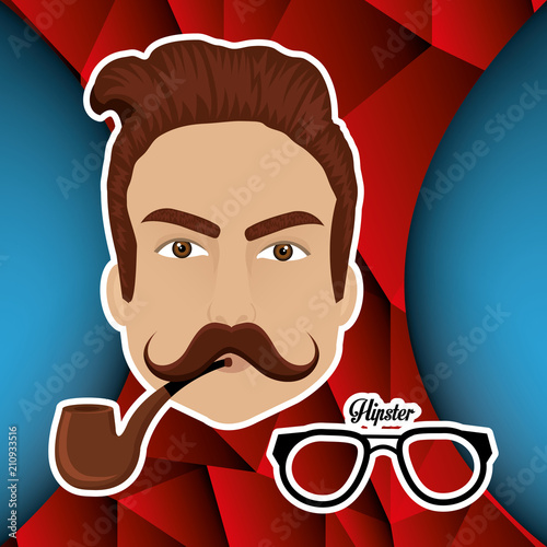head man style hipster character vector illustration design