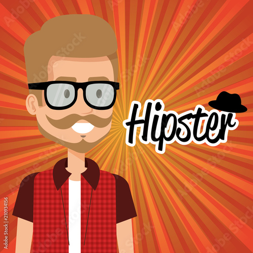 man style hipster character vector illustration design