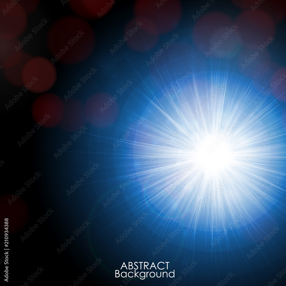 Abstract background with blue twinkling stars. Vector illustration.