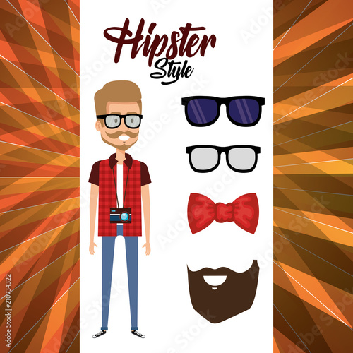 man style hipster character vector illustration design