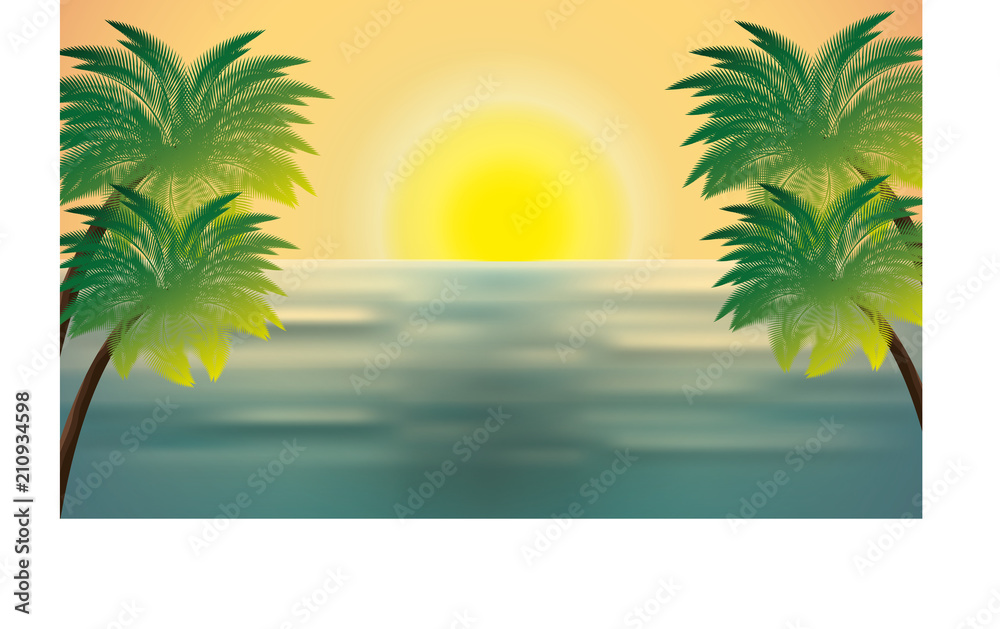 Fototapeta premium summer holidays beach scene vector illustration design