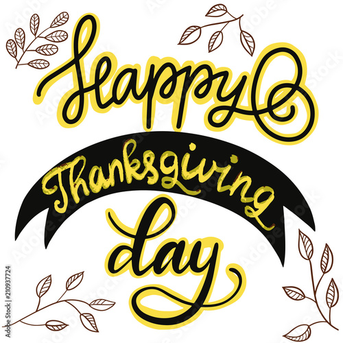 Hand drawn Happy Thanksgiving Day Background. Vector illustration