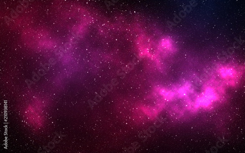 Space nebula clouds with stars aurora pink bright © Supji