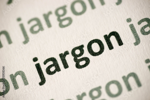 word jargon printed on paper macro