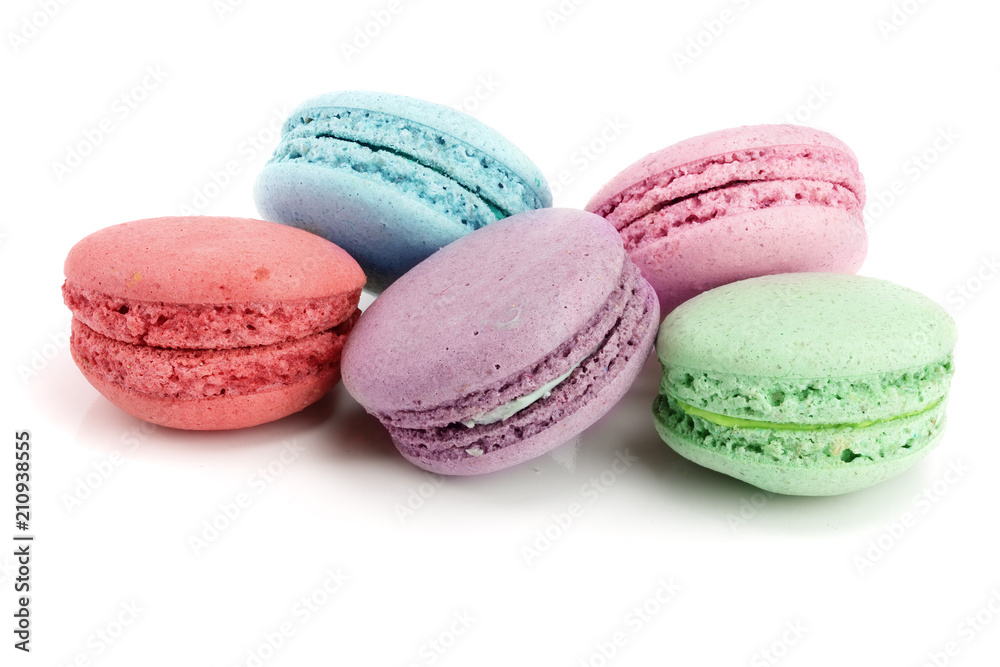 colorful macaroons isolated on white background closeup colorful macaroons isolated on white background closeup