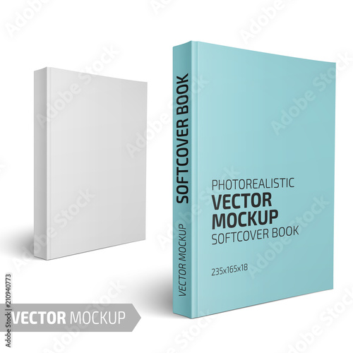 Blank vertical softcover book template. photo