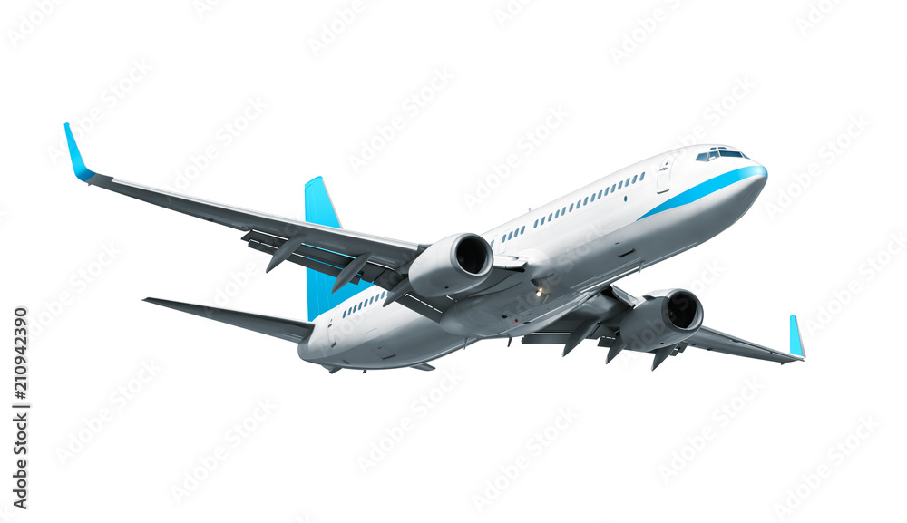 Fototapeta premium Samolot odizolowywający na białym tle