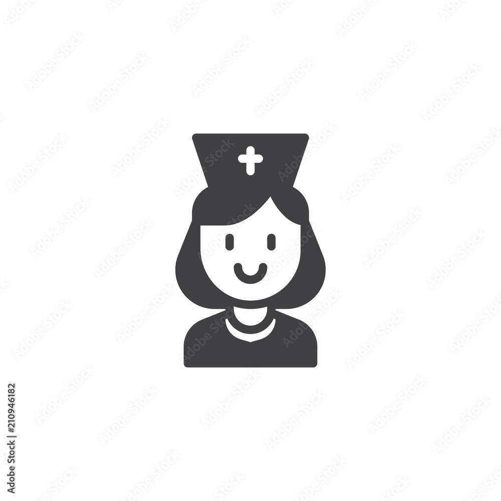 Nurse portrait vector icon. filled flat sign for mobile concept and web design. Medical worker in uniform simple solid icon. Symbol, logo illustration. Pixel perfect vector graphics Nurse portrait vector icon. filled flat sign for mobile concept and web design. Medical worker in uniform simple solid icon. Symbol, logo illustration. Pixel perfect vector graphics