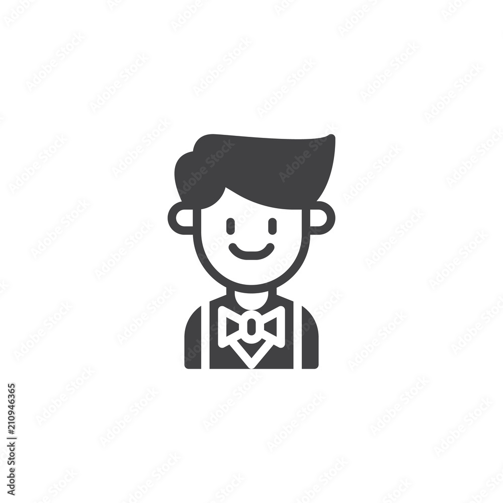 Waiter man vector icon. filled flat sign for mobile concept and web design. Restaurant worker simple solid icon. Symbol, logo illustration. Pixel perfect vector graphics Waiter man vector icon. filled flat sign for mobile concept and web design. Restaurant worker simple solid icon. Symbol, logo illustration. Pixel perfect vector graphics