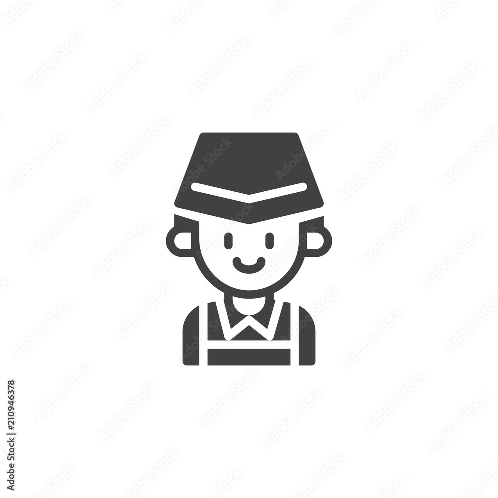 Cooker woman vector icon. filled flat sign for mobile concept and web design. Female Baker simple solid icon. Symbol, logo illustration. Pixel perfect vector graphics