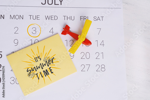 Summer Calendar Schedule.