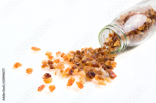 Brown sugar gravel crystals On a white background
