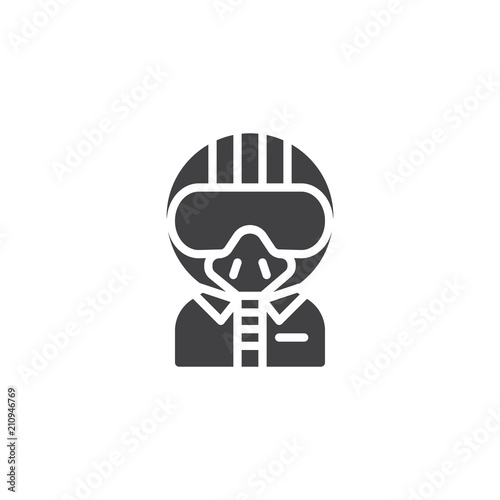 Military pilot vector icon. filled flat sign for mobile concept and web design. Jet pilot, aviator simple solid icon. Symbol, logo illustration. Pixel perfect vector graphics