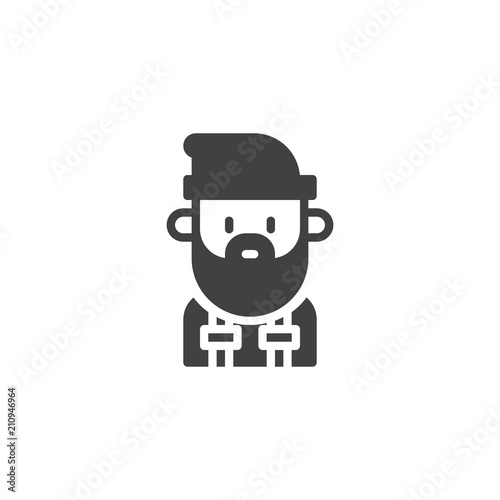Lumberjack man vector icon. filled flat sign for mobile concept and web design. lumber jack person simple solid icon. Symbol, logo illustration. Pixel perfect vector graphics