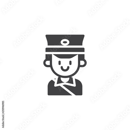 Postman portrait vector icon. filled flat sign for mobile concept and web design. mailman person simple solid icon. Symbol, logo illustration. Pixel perfect vector graphics