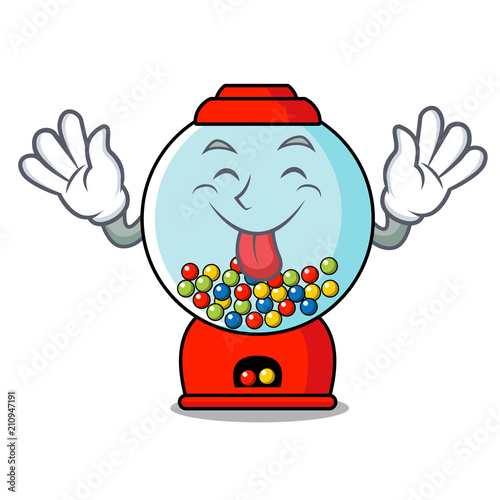 Tongue out gumball machine mascot cartoon