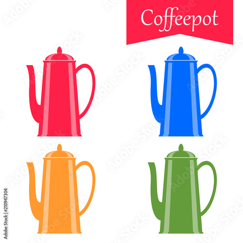 Coffee pot icon. Vector flat illustration.