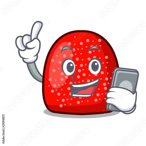 With phone gumdrop character cartoon style