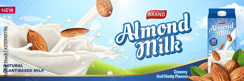 Almond milk ads with liquid