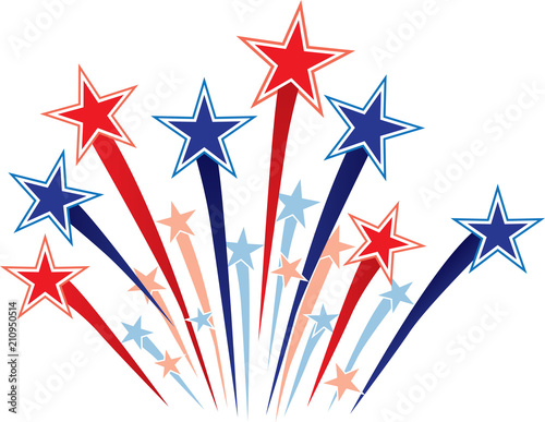 Red White and Blue Stars Fireworks